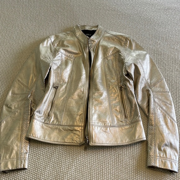 VSX Jackets & Coats Metallic Gold Leather Jacket Poshmark